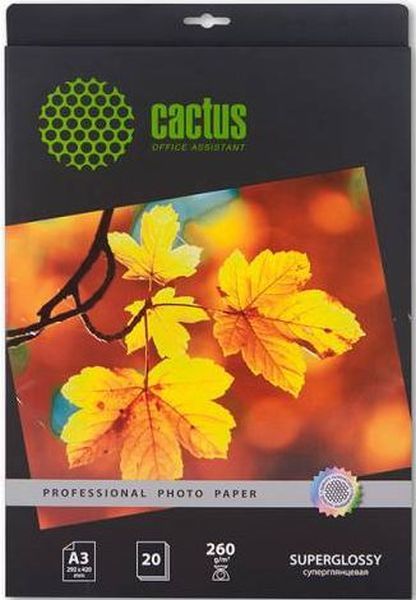 Фотобумага Cactus Prof CS-HGA326020 А3, 260 г/м2, 20 л., покрытие - глянцевое